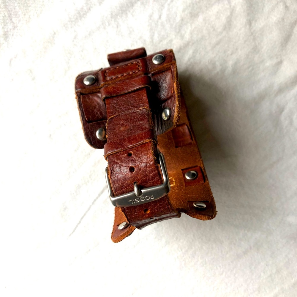 Vintage Fossil leather watch band bracelet